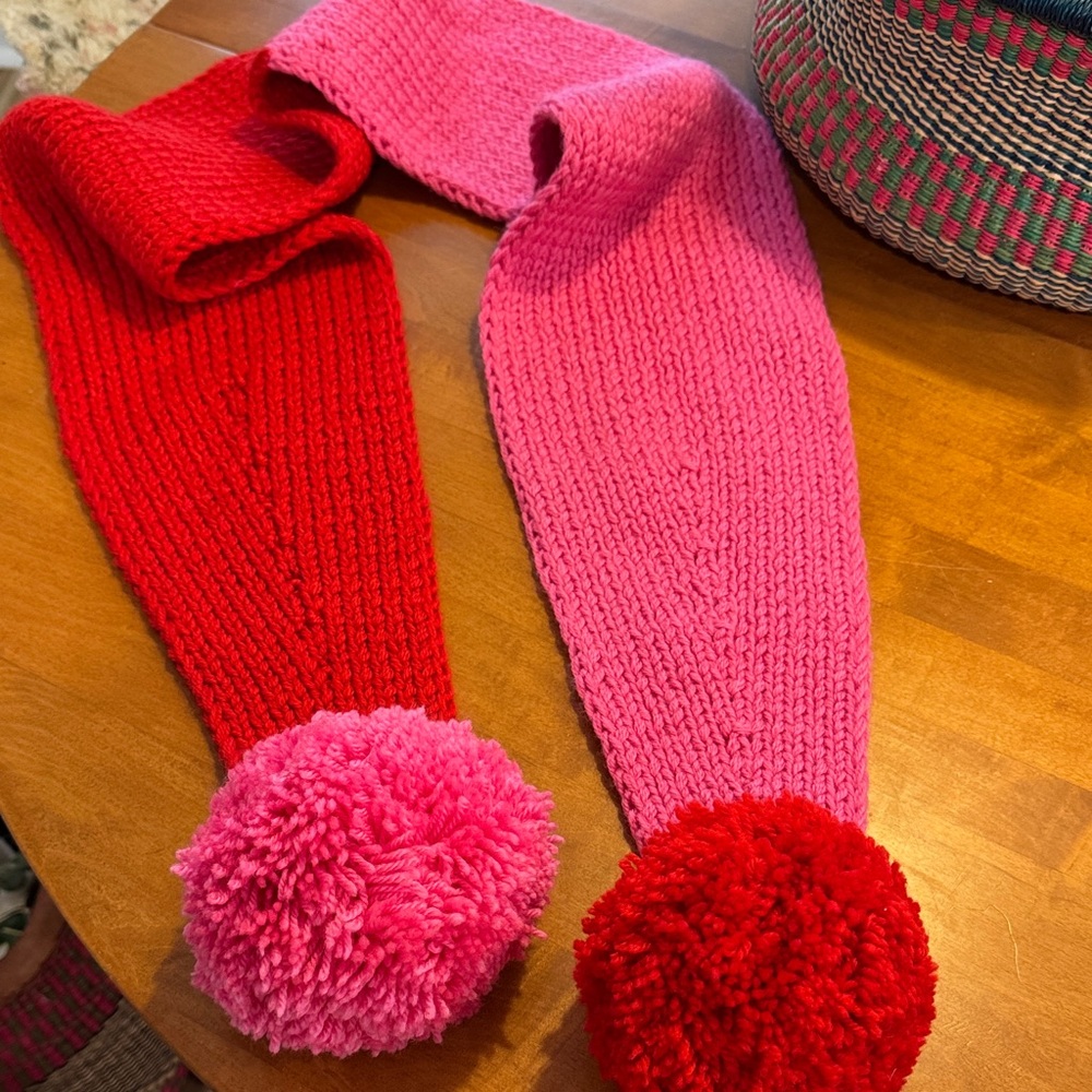 Kate Spade handmade knotted Pom Pom scarf